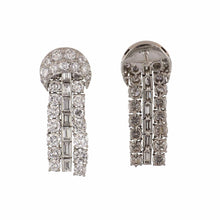 Load image into Gallery viewer, Estate Triple Row Diamond Drop Platinum Earrings
