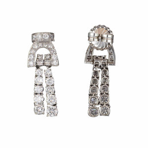 Estate Platinum Double Row Diamond Earrings