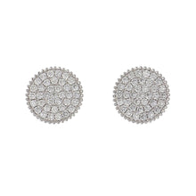 Load image into Gallery viewer, 18K White Gold Pavé Diamond Disc Earrings
