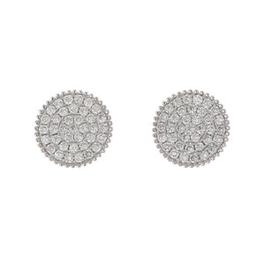 18K White Gold Pavé Diamond Disc Earrings