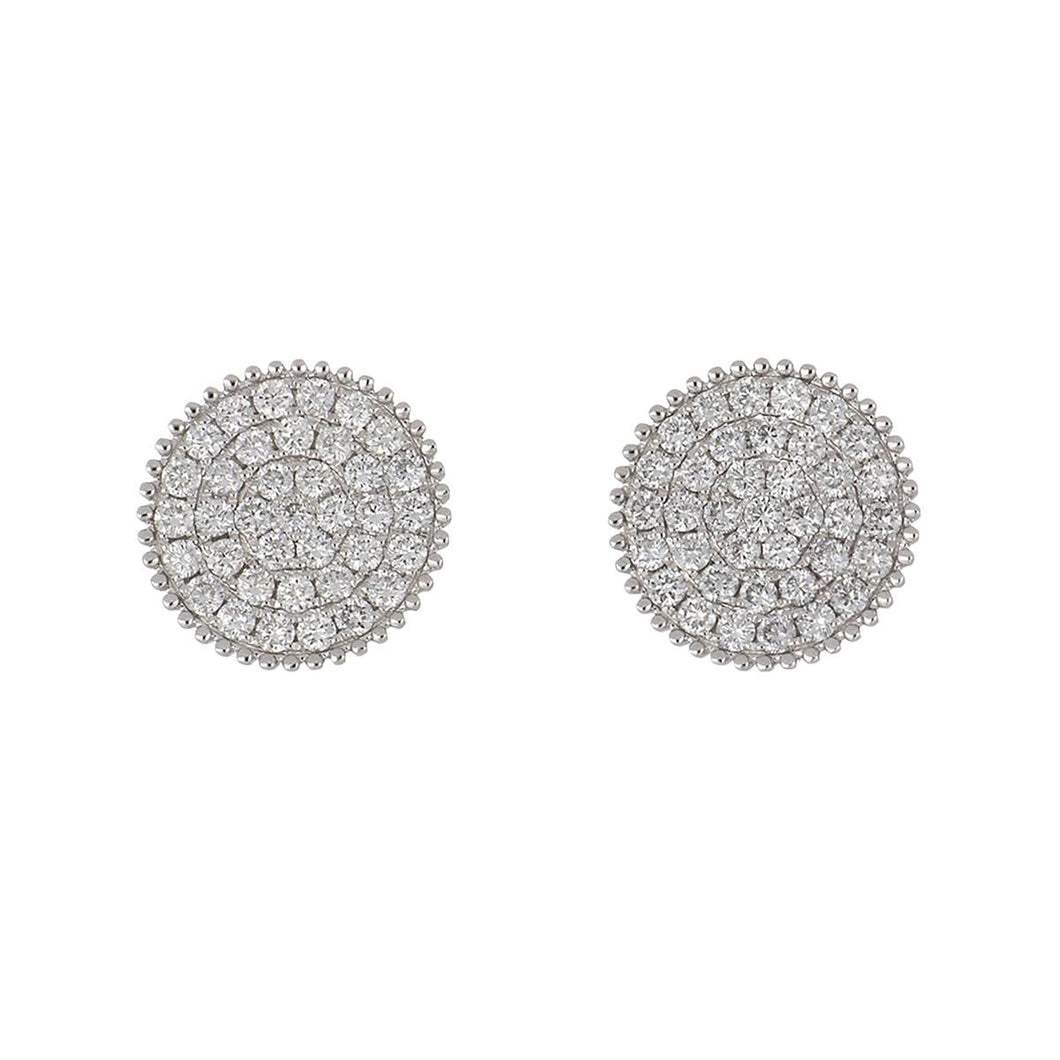 18K White Gold Pavé Diamond Disc Earrings
