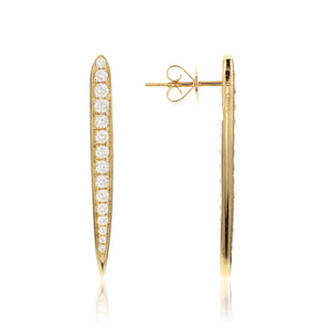 18K Gold Linear Diamond Stud Earrings