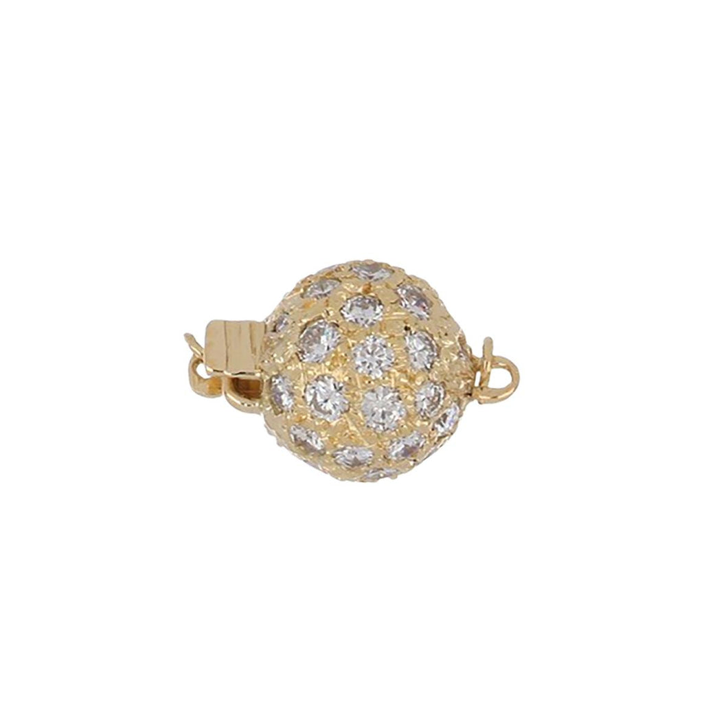 Estate 14K Gold Diamond Ball Clasp