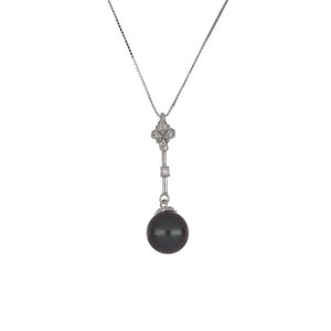 Estate 14K White Gold Tahitian Pearl Drop Necklace