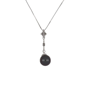 Estate 14K White Gold Tahitian Pearl Drop Necklace