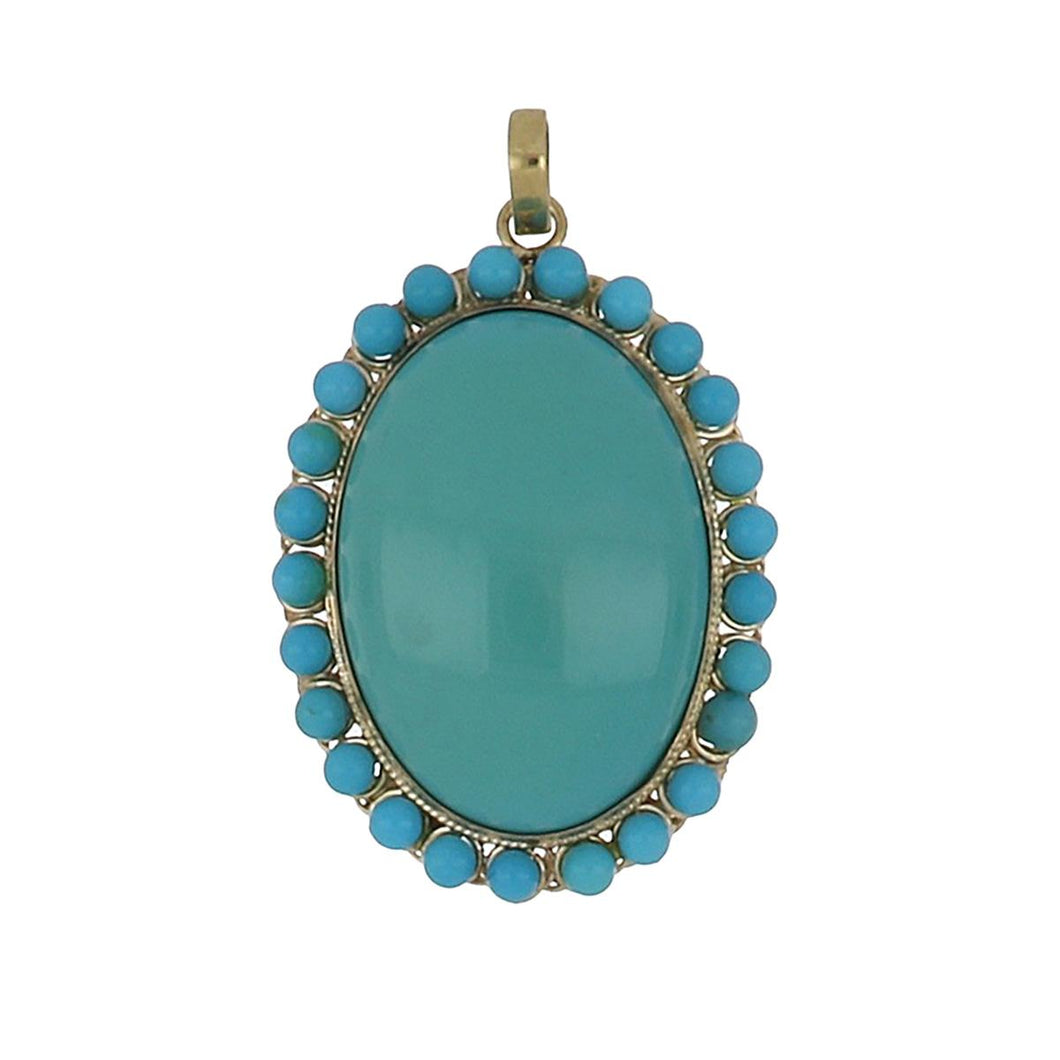 Estate 14K and 18K Gold Turquoise Pendant