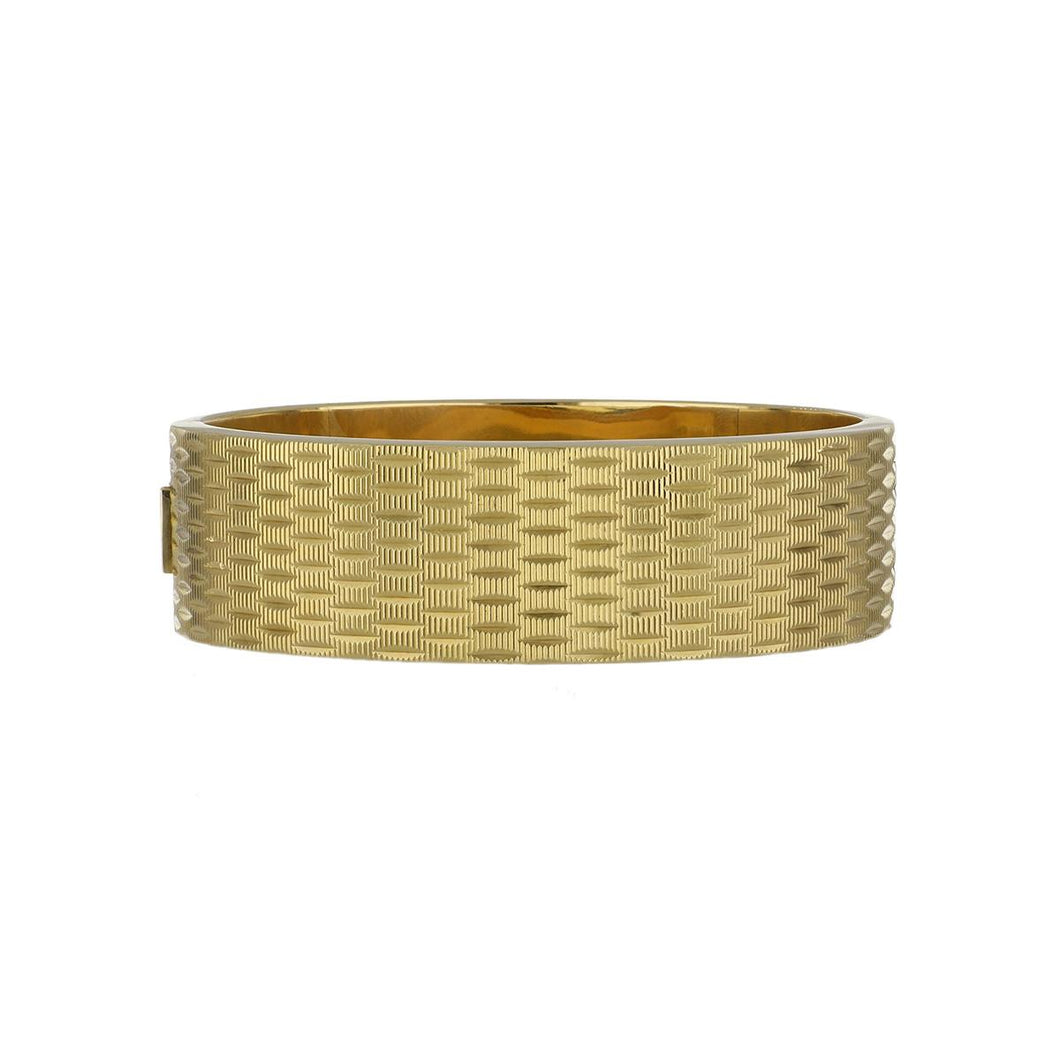Mid-Century 18K Gold Hinged Bangle bracelet