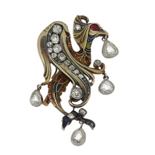 Load image into Gallery viewer, Art Nouveau Russian 14K Gold and Sterling Silver Mythological Creature Brooch
