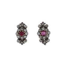 Load image into Gallery viewer, Victorian 14K Gold and Sterling Silver Ruby Earrings
