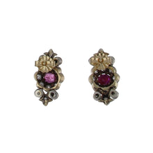Load image into Gallery viewer, Victorian 14K Gold and Sterling Silver Ruby Earrings
