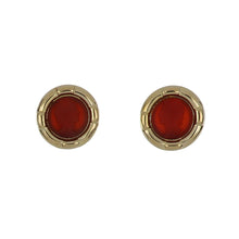 Load image into Gallery viewer, Vintage 18K Gold Carnelian Cameo Earrings
