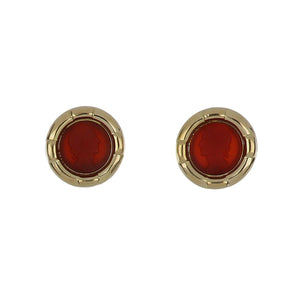 Vintage 18K Gold Carnelian Cameo Earrings