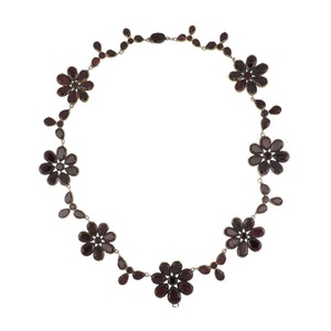Georgian 15K Garnet Flower Collar Necklace