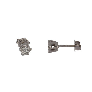 Mid-Century 14K White Gold Diamond Stud Earrings