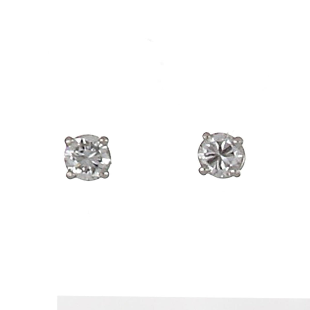 18K White Gold 4-Prong Diamond Stud Earrings