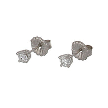 Load image into Gallery viewer, 18K White Gold 4-Prong Diamond Stud Earrings
