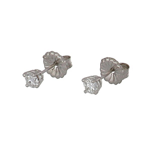 18K White Gold 4-Prong Diamond Stud Earrings