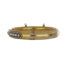 Load image into Gallery viewer, Victorian 14K Gold Hinged Bangle with Split Pearls
