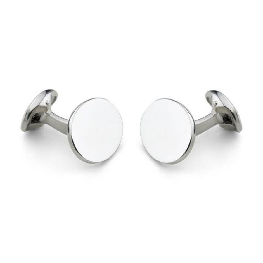 Deakin & Francis Sterling Silver Plain Oval Cufflinks