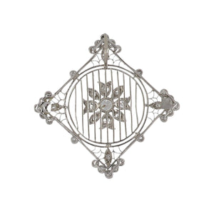 Edwardian Platinum Filigree Flower Motif Pendant
