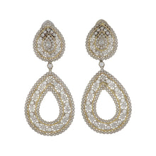 Load image into Gallery viewer, Estate 18K Two-Tone Gold Diamond and Pearl Drop Earrings
