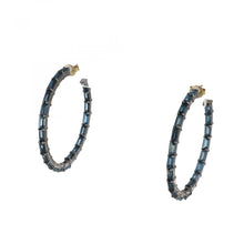 Load image into Gallery viewer, Sterling Silver Blue Topaz Hoop Earrings
