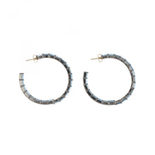 Load image into Gallery viewer, Sterling Silver Blue Topaz Hoop Earrings
