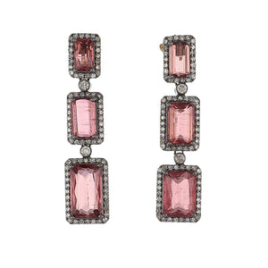 Sterling Silver Pink Tourmaline and Diamond Jewelry Suite