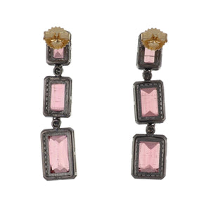 Sterling Silver Pink Tourmaline and Diamond Jewelry Suite