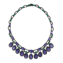 Load image into Gallery viewer, Sterling Silver Tanzanite, Emerald and Diamond Jewelry Suite
