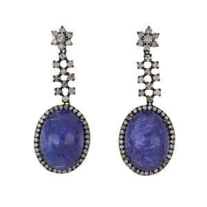 Sterling Silver Tanzanite, Emerald and Diamond Jewelry Suite