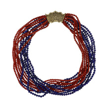 Load image into Gallery viewer, Vintage 18K Gold Coral and Lapis Torsade Necklace
