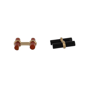 Vintage 1970s Van Cleef & Arpels  18K Gold Interchangeable Carnelian and Onyx Cufflinks