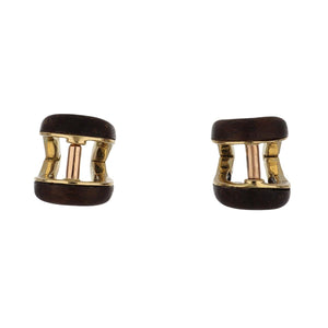 Vintage 1960 Boucheron 18K Gold Wooden Cufflinks