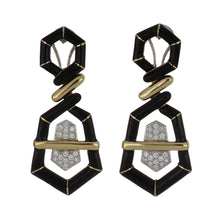 Load image into Gallery viewer, Vintage 1990s 18K Two-Tone Gold Geometric Earrings
