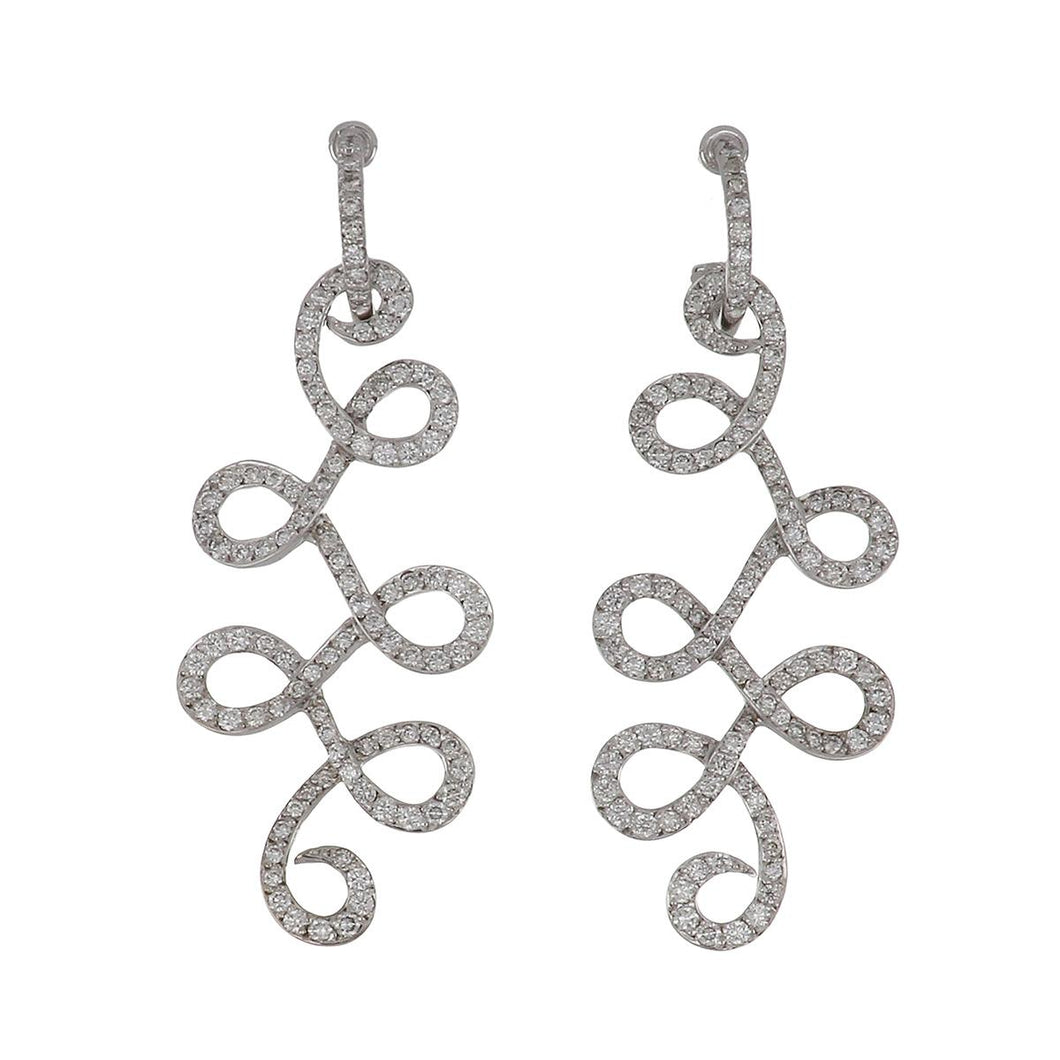 Estate H.Stern 18K White Gold Diamond Swirl Drop Earrings