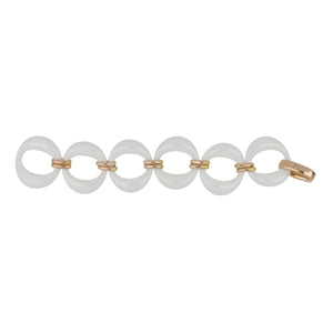 Estate 18K Rose Gold White Opaque Stone Link Bracelet