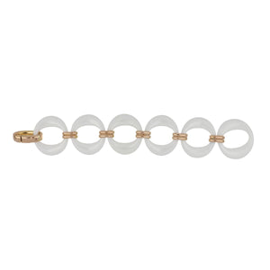 Estate 18K Rose Gold White Opaque Stone Link Bracelet