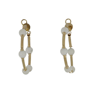 18K Gold White Coral Medium Hoop Earrings