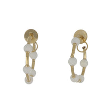 Load image into Gallery viewer, 18K  Gold White Coral Bead Small Hoop Earrings
