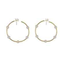 Load image into Gallery viewer, 18K Gold White Coral Large Hoop Earrings
