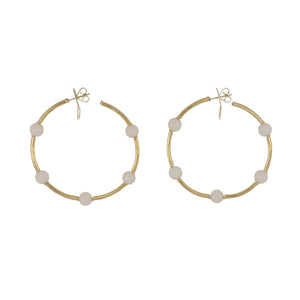 18K Gold White Coral Large Hoop Earrings