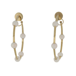 18K Gold White Coral Large Hoop Earrings