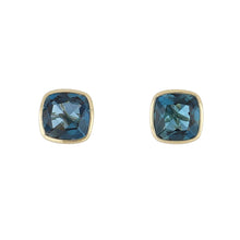 Load image into Gallery viewer, 14K Gold Blue Topaz Stud Earrings
