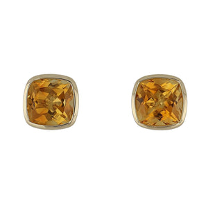 14K Gold Citrine Stud Earrings