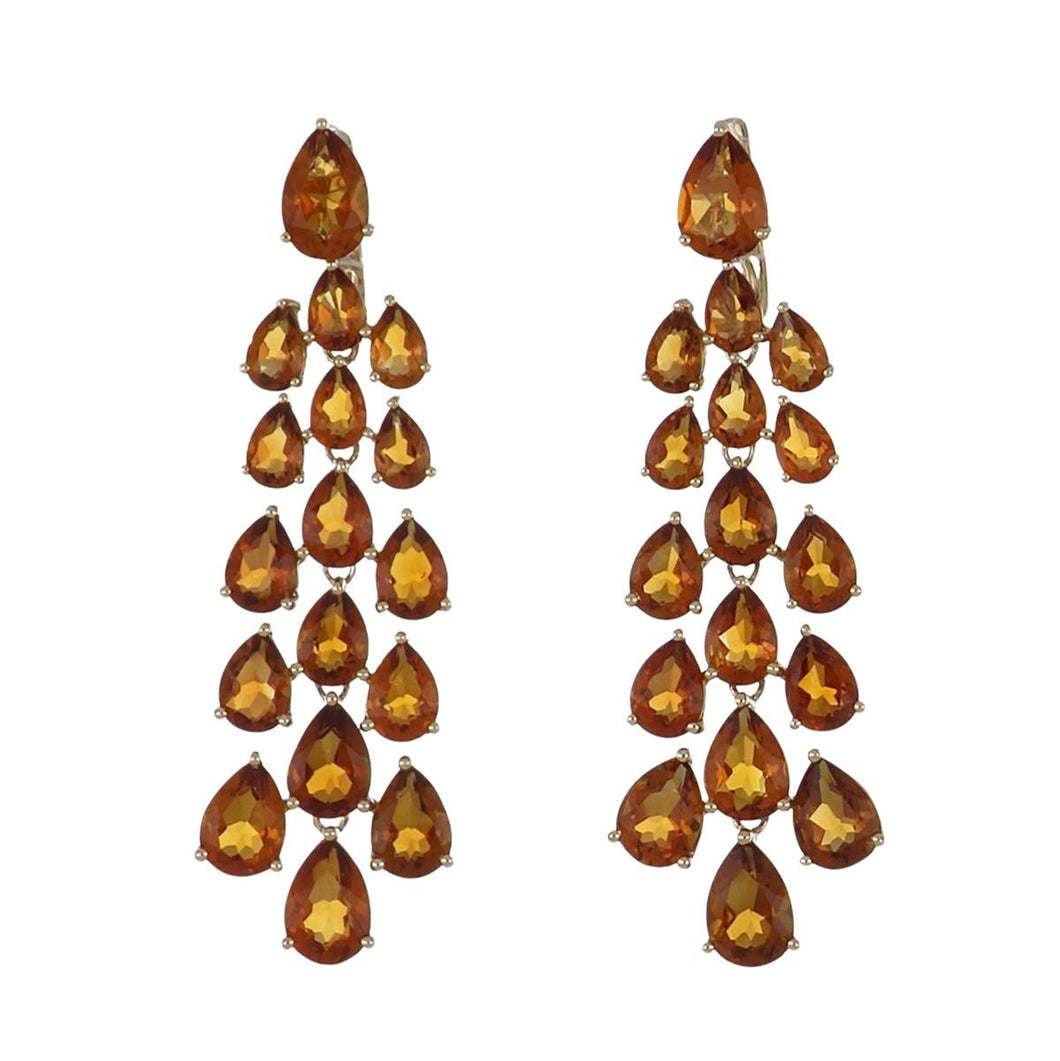 14K Gold Citrine Tear Drop Earrings
