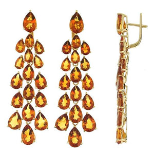 14K Gold Citrine Tear Drop Earrings