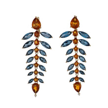 Load image into Gallery viewer, 14K Gold Blue Topaz and Citrine Fish Scale Earrings
