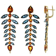 Load image into Gallery viewer, 14K Gold Blue Topaz and Citrine Fish Scale Earrings
