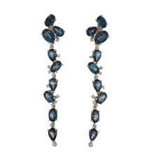 Load image into Gallery viewer, 14K Gold Blue Topaz Drop Earrings with Diamonds
